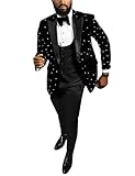 Pkrboro Herren Heißprägen Prägen Dreiteiliger Anzug Samt Heißprägung Höchststand Revers Jacke Satz Bankett Party Smokings