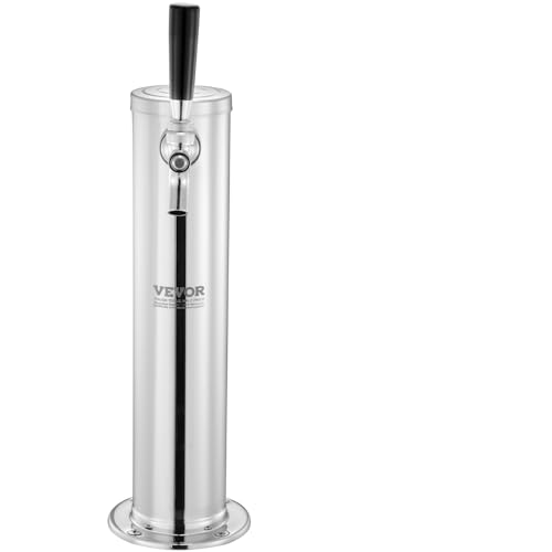 VEVOR Kegerator-Bierturm-Kit, Einzelzapfhahn-Bierumrüstsatz, Edelstahl-Fass-Bierturm-Zapfanlage mit Doppelmessgerät W21.8-Regler und S-System-Fasskupplung für Partys zu Hause