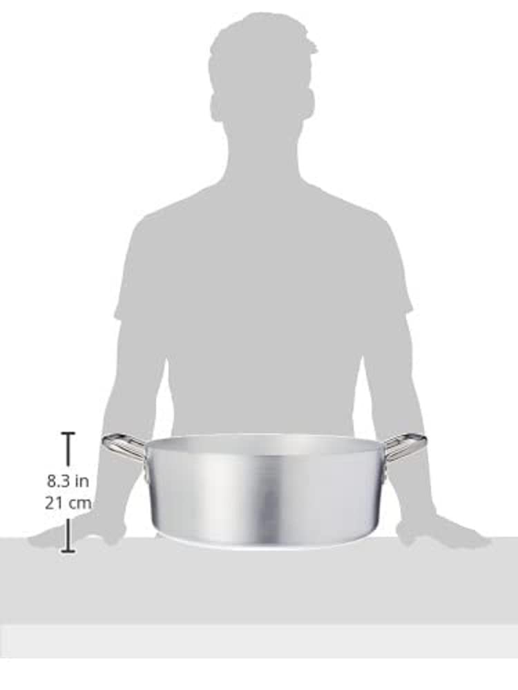 Pentole Agnelli PCMX0640 Casseruola Bassa in Alluminio con 2 Maniglie, Inox, 40 cm