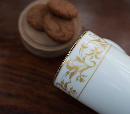 DANKOTUWA, world-class tableware Luxury Porcelain 24k Gold Coffee Mugs | Tea Cups. Vegan | Scratch Resistant | Hard Chip Resistant. Dishwasher Safe. Set of 2 (250 ml)