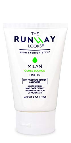 The Runway Looks Lights Curls Bounce Anti-Frizz Curl Definer & Amplifier - Extra Shine and Curl Enhancer, Thermal Protection + Volumizing Formula, 4oz