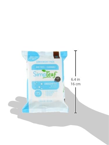 Image of Simpleaf Flushable Wet Wipes Unscented | Plastic Free, Paraben & Alcohol Free | Hypoallergenic & Safe for Sensitive Skin | Soothing Aloe Formula | Adult Toilet Wipes (12 x 50 Count Pack) 600 Count