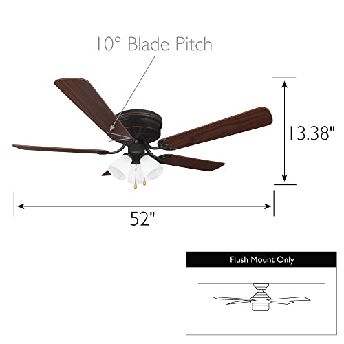 Image of Design House Millbridge Hugger Ceiling Fan, 52 inch, Oil Rubbed Bronze | , Ceiling Mount, Traditional, Steel, Fans, 157388-ORB