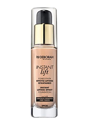 Deborah Fondotinta Instant LIft N.02 Beige SPF30, Lunga Tenuta, Effetto Lifting, Texture fluida e leggera, con Polveri Soft Focus che donano Radiosità Istantanea