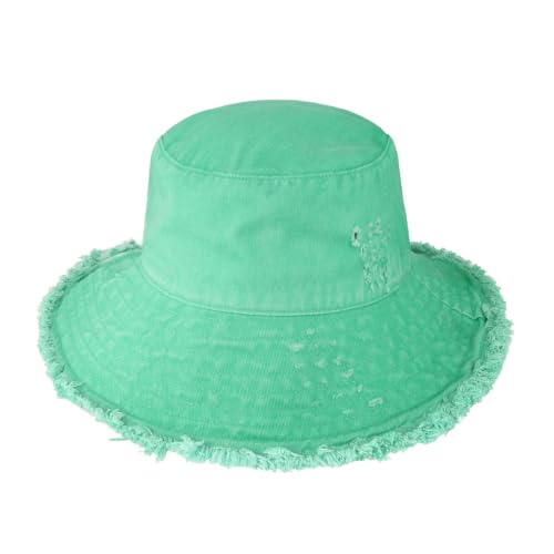 Image of CHOK.LIDS Frayed Bucket Hats for Women Men Unisex Trendy Washed Cotton Floppy Wide Brim Boonie Outdoor Summer Beach Headwear
