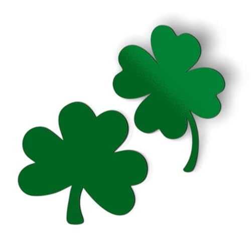 Shamrocks Set of 2 Green Magnets for Car, Fridge, Locker, 4 in Each