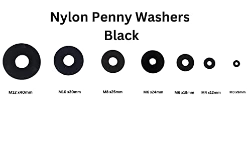 Nylon Black Penny Washers Plastic Repair Washer M3 M4 M6 M8 M10 M12 - Pack of 6 (M10 x 30mm) - Image 2