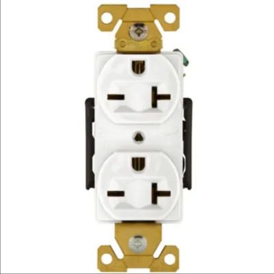 Arrow Hart/Cooper, AH5462W, Duplex Receptacle - 2 Pole - 3 Wire - 20A - 250V - Industrial - #14-10 AWG - 6-20R NEMA Configuration - Screw Connection - Flush Mount - White. (5 Item/s)