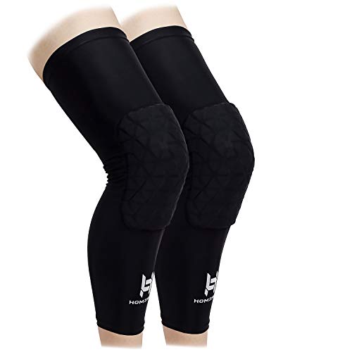 Knee compression sleeve: HOMZHEN triangle knee pad Knee Braces compression leg sleeve, suitable for basketball volleyball football running and Gym - Pair of Sleeves(2 pieces)huxi(EVA-black-M)-new