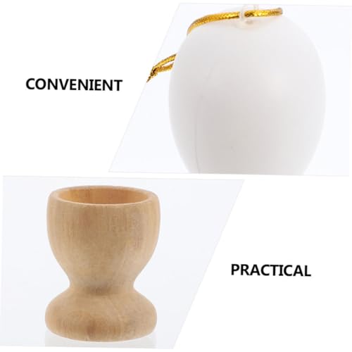 DIYEAH 24 Stück Teiliges Eierhalter Set Natürlichem Holz Weiße DIY Eier und Stabile Eierbecher für Ostern Tischdekoration Küchen und Restaurantnutzung Unbemalt Langlebig und Vielseitig – Bild 3