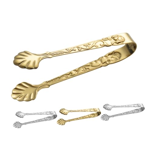 SOLUSTRE Elegant Rose Handle Tongs Sugar Cubes Ice Tongs 304 Stainless Steel Mini Tea Party for Appetizer Serving