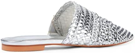 ANN CREEK Mule Shoes for Women Closed Pointed Toe Ladies Slip On Gold Loafers Slides Flat Mules Backless Mule Shoes Low Heel Slip On Slides Silver - 7.5 | Image 2