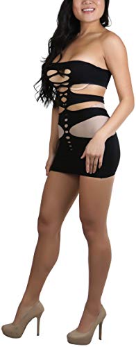 Image of ToBeInStyle Women's Stretch See Through Fishnet Novelty Mini Rave Party Dress