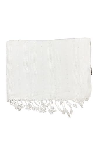 Image of Solid Sequin Stole with Tassels for Women & Men - Soft Lightweight Rayon Fabric | Available in 10+ Colours | 70 x 180 cm