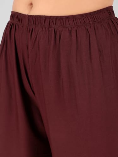 Image of Go Gazab - Stylish Women's Palazzo: Trendy Rayon Solid Color Ethnic Wear Palazzo