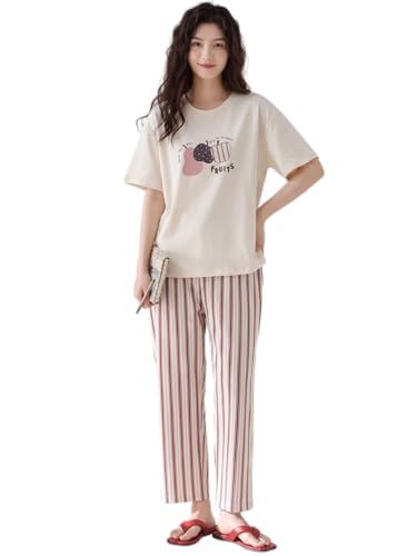 Image of Celary Korean Women's Pyjama Set|Half Sleeve T-Shirt & Printed Pyjama Set for Women|Size:- M to 4XL|Soft Cotton Blend Comfortable Night Suit for Women