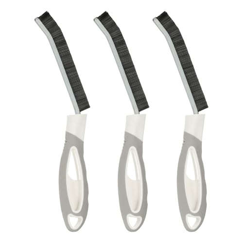Image of PATIKIL Hard Bristle Crevice Cleaning Brush, 3Pcs Multifunctional Gap Cleaning Brush Corner Cleaning Brushes Tool for Little Corner Kitchen Bathroom Toilet Windows, Grey Black