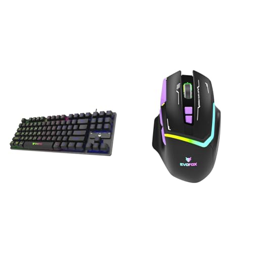 Image of EvoFox Fireblade TKL Semi-Mechanical Gaming Keyboard, Braided Cable (Black) Banshee Rechargeable Wireless Gaming Mouse (2.4G+BT+Wired)