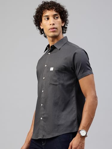 Image of Majestic Man Men Slim Fit Pure Cotton Solid Half Sleeve Casual Shirt