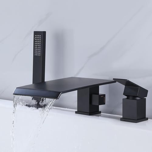 Mitigeur de bain-douche cascade noir avec ensemble de flexibles - 2