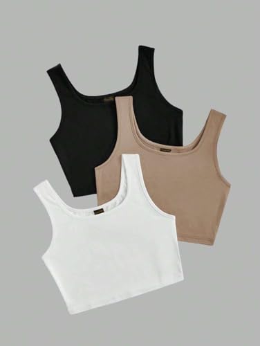 Image of Toochki Top for Women | Spandex | Crop | Black White Beige | Short | Western| Pack of 3 Tops | Tunics