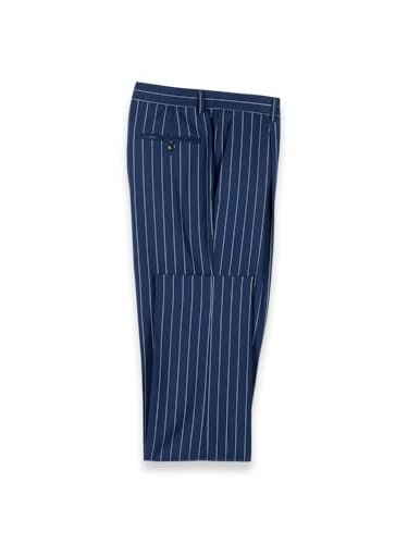 Paul Fredrick Men's Wool Stretch Stripe Single Pleat Suit Pants