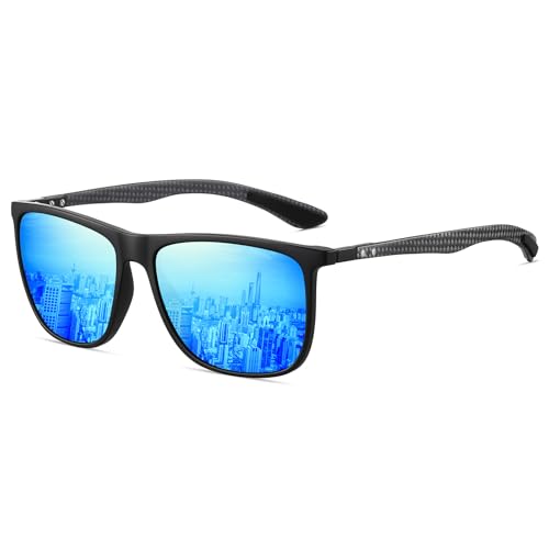 Image of HAOLOTA Polarized Sunglasses for Men Ultralight Carbon Fiber Temple,Square Sunglasses UV400 Protection for Driving /Golf