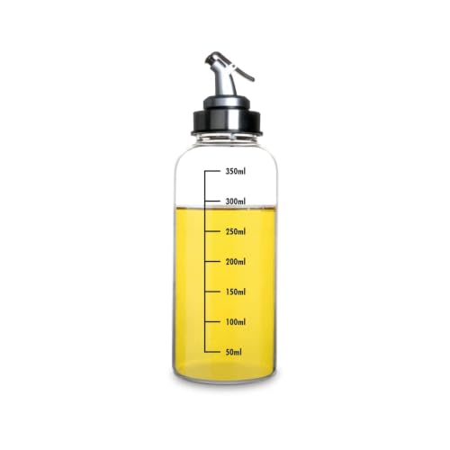 Image of Signoraware Eze flow Borosilicate Glass Oil Dispenser,(350ml, Clear), Measurement Marking, Wide Bottleneck for Easy Reffiling, Lock Nozzle Lid, Grilling, Essential oils, Home & Restaurant use