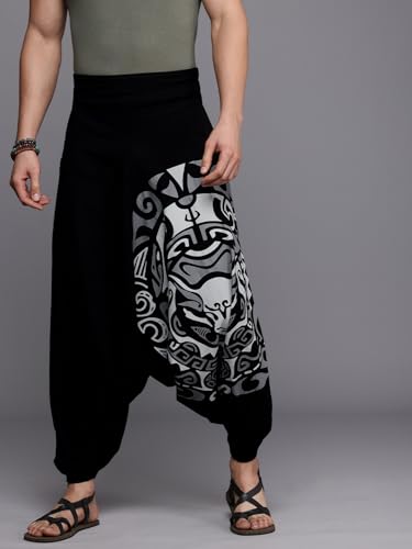 Image of The Veshti Company Printed Harem Pants for Men's Cotton Hippie Style Baggy Boho Yoga Pajama Pant with Pocket