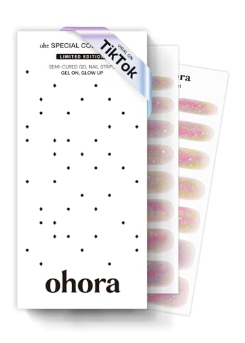 Image of ohora Semi Cured Gel Nail Strips (N Rainbow Bomb) - Rainbow, Ombre, Works with Any UV /LED Lamps, Salon-Quality, Long Lasting, Easy to Apply & Remove - Includes 2 Prep Pads, Nail File & Wooden Stick