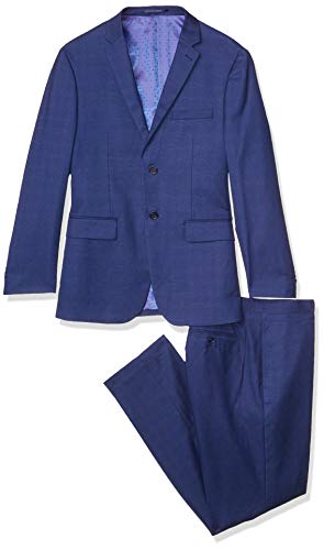 Kitonet Men's 2-Piece Box Check Slim Fit Suit, Navy, 44R