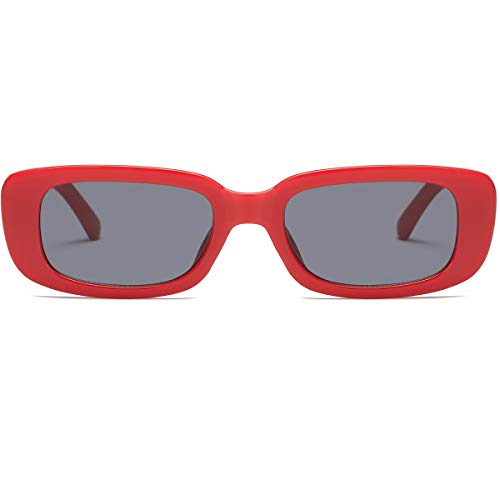 Image of Vintage Rectangle Sunglasses for Women Men 90s Fashion Narrow Square Frame Eyewear UV400 Protection