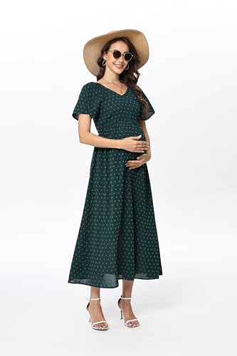 Image of Maternity Dress Women's Off Shoulder Split A Line Casual Maxi Dress Photography Dress for Babyshower