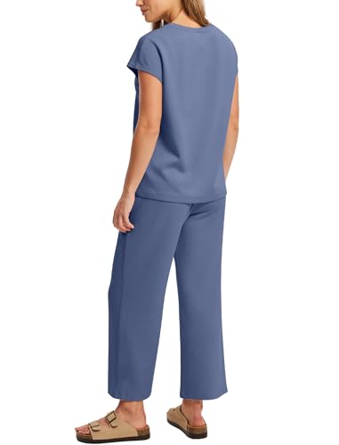 Sampeel Two Piece Sets for Women Summer Vacation Outfits Cap Sleeve Tops Lounge Matching Sets Clothing Beach Fashion Clothes