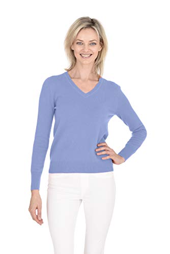 Cashmeren Women’s Essential Knit V-Neck Sweater 100% Merino Wool Long Sleeve Classic Pullover