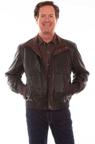 Scully Men's Chocolate Leather Rectangle Coat