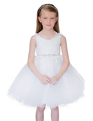 Pluviophily Lace Tulle Straps Wedding Flower Girl Dress Junior Bridesmaid Dress #TOP26