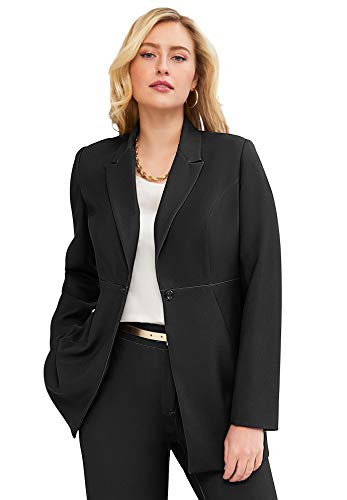 Jessica London Women's Plus Size Bi-Stretch Blazer Professional Jacket - 16 W, Black