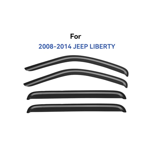 Image of Window Visors Rain Guards for 2008 2009 2010 2011 2012 Jeep Liberty, Out-Channel Window Vent Wind Deflectors Visors Shades for 08 09 10 11 12 Jeep Liberty