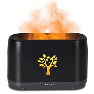 Essential Oil Diffuser, Noiseless Flame Diffusers for Essential Oils Large Room, Waterless Auto Shut-Off, Time Setting, 240ml (Black)