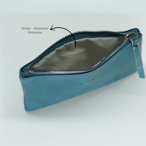 Image of VISMIINTREND High Capacity Stationery Holder & Accessories Pouch - Large Pencil Case for School, College, Office, and Cosmetics, Teal Blue Pen & Pencil Case