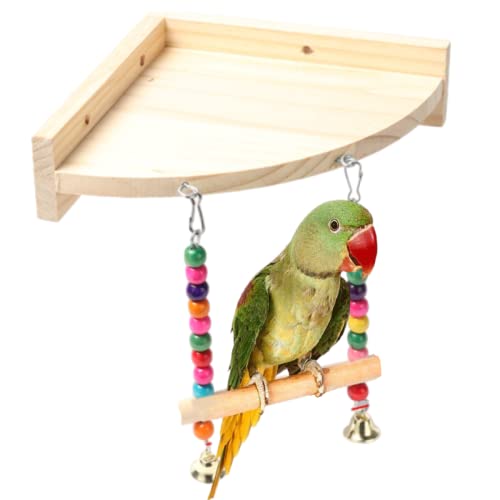 Bird Cage Platform Perches Stands,Parrot Natural Wood Playground Accessories Cockatiels Swing Hanging Toys Conure Wooden Play Gyms for Lovebirds
