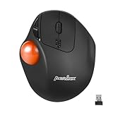 perixx PERIMICE-717OGB Ratón inalámbrico Trackball, Bola de Seguimiento Brillante integrada de 1.34 Pulgadas con función de señalar, 5 Botones programables, Cuerpo Negro, Bola Naranja