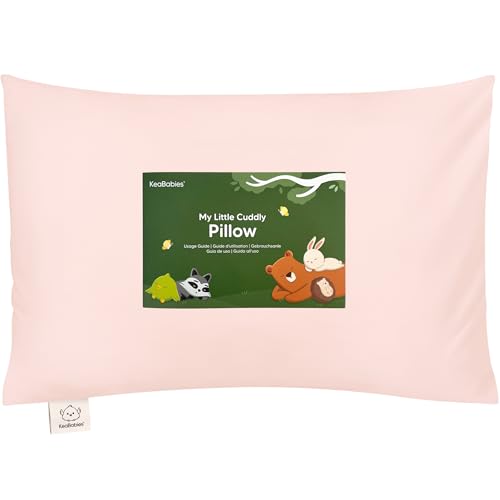 KeaBabies Toddler Pillow with Pillowcase, 13x18 Kids Pillows (Mist Pink)