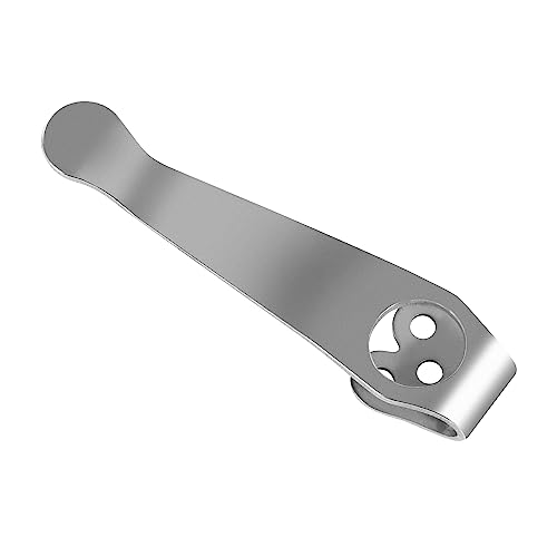 Titanium Deep Carry Pocket Clip for Spyderco Para 3, Paramilitary 2 and More Models Knives, Premium Custom-made Pocket Clip with 3 Pieces Screws, Stone Wash