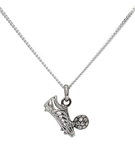 Collier Pendentif football chaussure et ballon avec sa chaine 50cm en argent massif 925 poinçonné ensemble foot avec boite ecrin cadeau pour homme ado