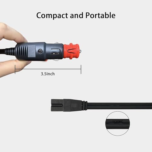 Image of Efillooc 12V DC Power Cord, 10A Fuse, Compatible with Tropicool Black & Decker Portable Car Fridge Mini Cooler Refrigerator (Fridge Cable B)