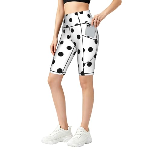 Short de sport taille haute avec poches fonctionnelles et motif à pois anti-frottement femme