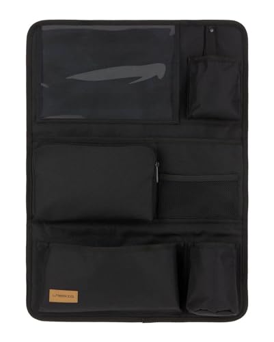 LÄSSIG Autoorganizer Autorücksitzorganizer Rücksitztasche für Auto zum Hängen zusammenklappbar/Car Wrap-to-Go Black Edition