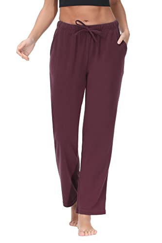Cozziplus Women Fleece Pant, Lightweight Polar Fleece Sweatpant For Women, Straight Leg Fleece Lounge Pant With Pockets(Wine,Xl) #TOP9